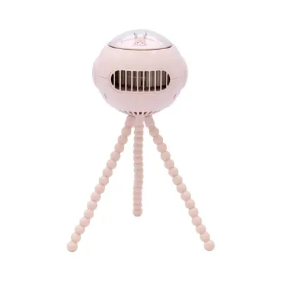 Prenosni brezrezijski mini ventilator, 4 hitrosti, protizdrsna opora Pink