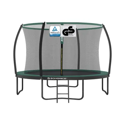 Trampolin okrogel, trampolin z varnostno mrežo, 366x270 cm, črna
