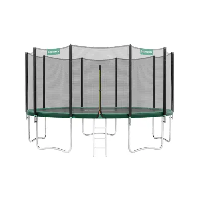 Trampolin okrogel z varnostno mrežo 427x270 cm zelena