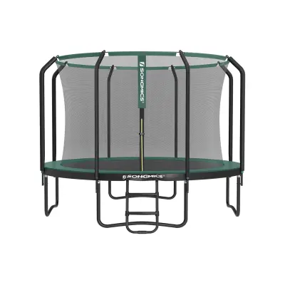 Trampolin okrogel, vrtni trampolin 305x256 cm, črn