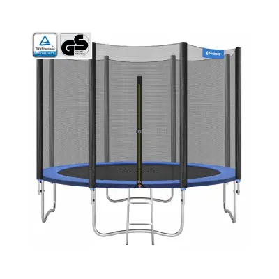Trampolin okrogel, trampolin z varnostno mrežo, 244 cm, modra