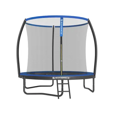 Trampolin okrogel, trampolin z varnostno mrežo, 244x239 cm, črno modra
