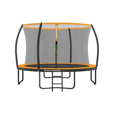 Trampolin okrogel, trampolin z varnostno mrežo, 366x270 cm, črna