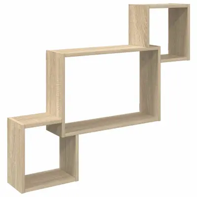 vidaXL Stenska polica Montaža za steno Sonoma hrast 91,5 x 15 x 76 cm