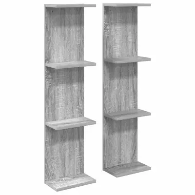 vidaXL Stenska polica 2 pcs Siva Sonoma 22 x 15 x 100 cm