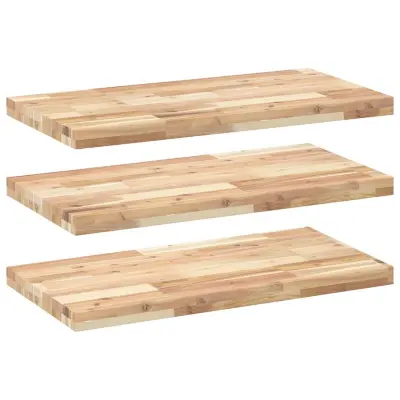 vidaXL Viseče police 3 kosi 80x40x4 cm neobdelan masiven les akacije