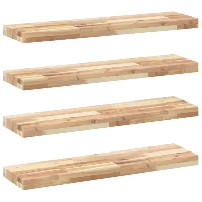 vidaXL Viseče police 4 kosi 100x20x4 cm neobdelan masiven les akacije