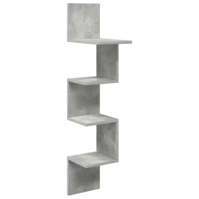 vidaXL Stenska polica Montaža za steno Betonsko siva 32 x 21 x 107 cm