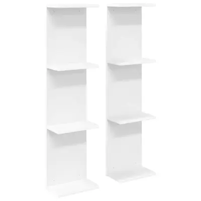 vidaXL Stenska polica 2 pcs Bela 25 x 15 x 100 cm Inženirski les