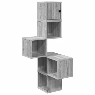 vidaXL Polica za vogal na steni Siva Sonoma 48 x 48 x 120 cm