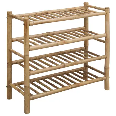 vidaXL Polica za čevlje s polico Naravna 68 x 28 x 63 cm Bambus