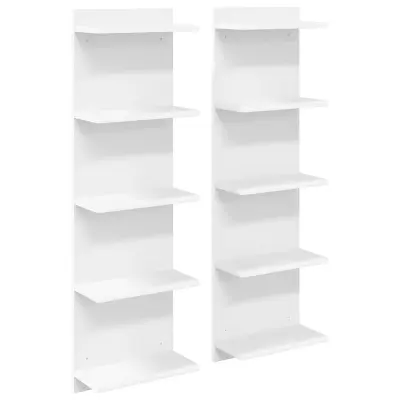 vidaXL Stenska polica 2 pcs Bela 30 x 15 x 100 cm Inženirski les