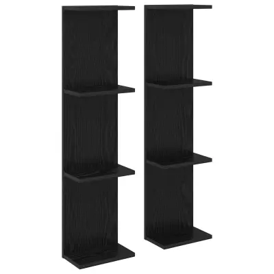 vidaXL Stenska polica 2 pcs Črni hrast 22 x 15 x 100 cm Inženirski les