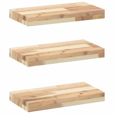 vidaXL Viseče police 3 kosi 60x20x4 cm neobdelan masiven les akacije