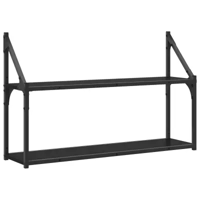 vidaXL Stenska polica Montaža za steno Črni hrast 80 x 21 x 51 cm