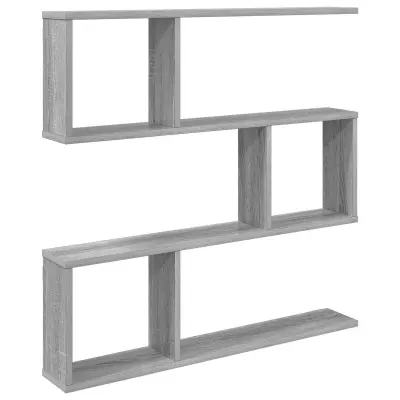 vidaXL Stenska polica Siva Sonoma 80 x 12 x 79,5 cm Inženirski les