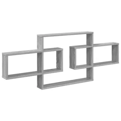 vidaXL Stenska polica Siva Sonoma 130 x 10 x 50 cm Inženirski les