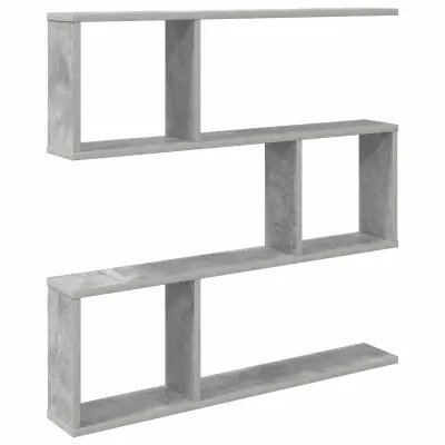 vidaXL Stenska polica Betonsko siva 80 x 12 x 79,5 cm Inženirski les