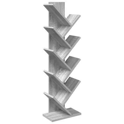 vidaXL Polica za knjige drevo 6-nivojska 30 x 18 x 100 cm Siva Sonoma