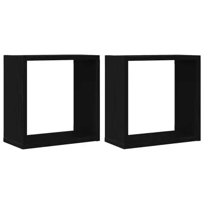 vidaXL Stenske kockaste police 2 kosa črni hrast 30x15x30 cm inženirski les