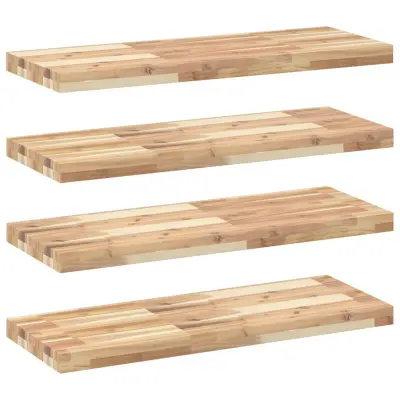 vidaXL Viseče police 4 kosi 100x30x4 cm neobdelan masiven les akacije