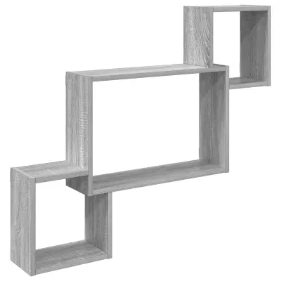vidaXL Stenska polica Montaža za steno Siva Sonoma 91,5 x 15 x 76 cm