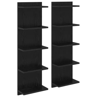 vidaXL Stenska polica 2 pcs Črni hrast 30 x 15 x 100 cm Inženirski les