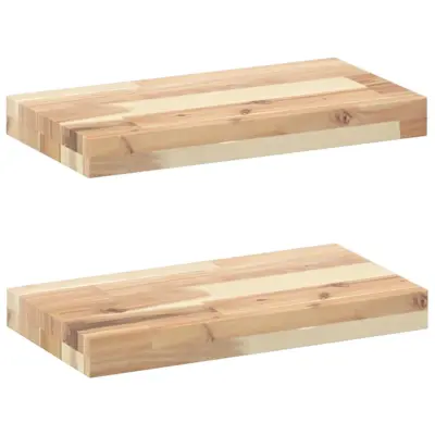 vidaXL Viseče police 2 kosa 40x20x4 cm neobdelan masiven les akacije