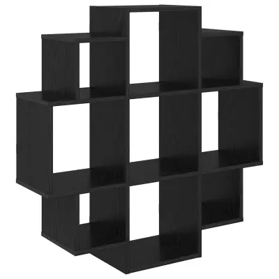 vidaXL Stenska polica Črni hrast 90 x 25 x 90 cm Inženirski les