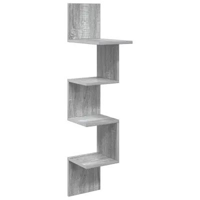 vidaXL Stenska polica Montaža za steno Siva Sonoma 32 x 21 x 107 cm