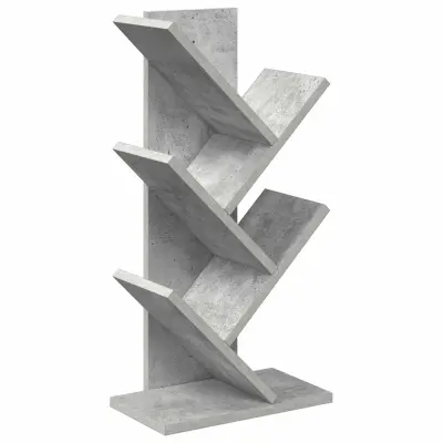vidaXL Lesena polica za knjige 4-tierska 30 x 18 x 60 cm Betonsko siva
