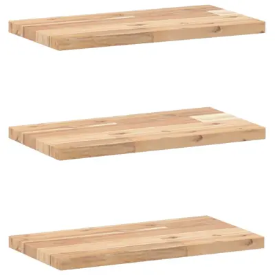 vidaXL Viseče police 3 kosi 60x20x2 cm neobdelan masiven les akacije