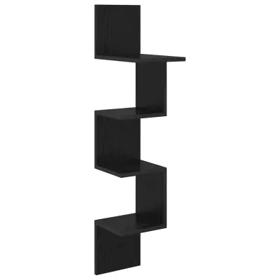 vidaXL Stenska polica Montaža za steno Črni hrast 32 x 21 x 107 cm