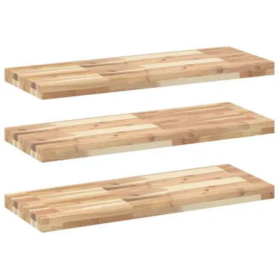 vidaXL Viseče police 3 kosi 80x30x4 cm neobdelan masiven les akacije