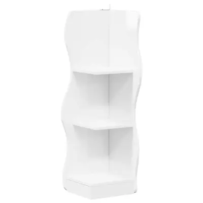 vidaXL Kotna polica Bela visok sijaj 34 x 33 x 102 cm Inženirski les