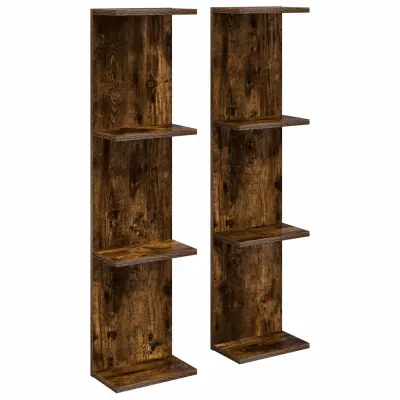 vidaXL Stenska polica 2 pcs Dimljen hrast 22 x 15 x 100 cm