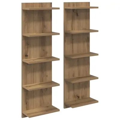 vidaXL Stenska polica 2 pcs Artisan hrast 30 x 15 x 100 cm