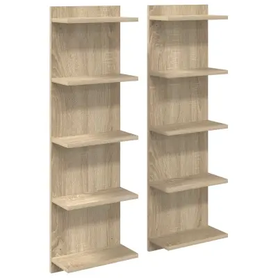 vidaXL Stenska polica 2 pcs Sonoma hrast 30 x 15 x 100 cm