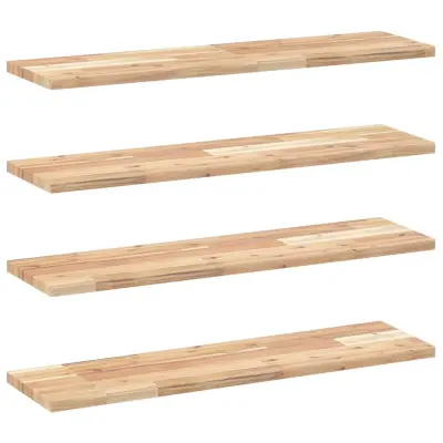 vidaXL Viseče police 4 kosi 80x20x2 cm neobdelan masiven les akacije