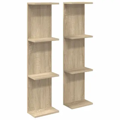 vidaXL Stenska polica 2 pcs Sonoma hrast 25 x 15 x 100 cm