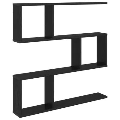 vidaXL Stenska polica Črni hrast 80 x 12 x 79,5 cm Inženirski les