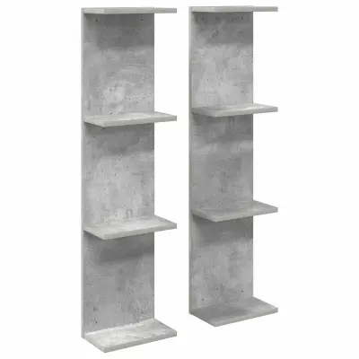 vidaXL Stenska polica 2 pcs Betonsko siva 25 x 15 x 100 cm