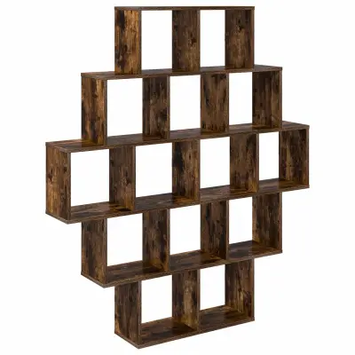 vidaXL Stenska polica Dimljen hrast 120 x 20 x 136 cm Inženirski les