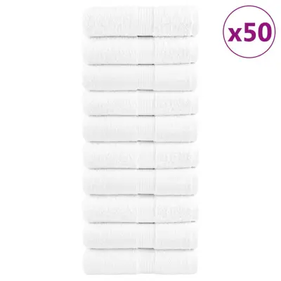 vidaXL Premium krpe za umivanje SOLUND 50 kosov bele 15x21 cm 600 g/m²