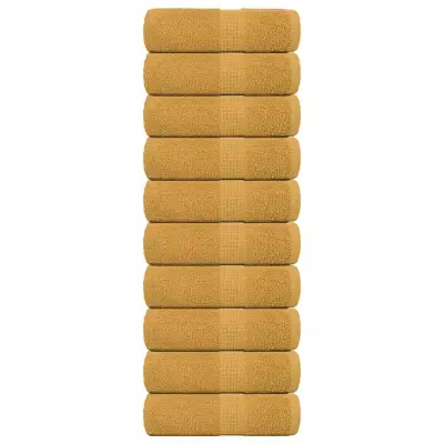 vidaXL Brisače za goste FROGN 10 kosov zlate 30x50 cm 360 g/m²