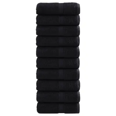 vidaXL Premium brisače za goste SOLUND 10 kosov črne 30x50 cm 600 g/m²
