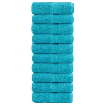 vidaXL Premium brisače za goste SOLUND 10 kosov turkizne 30x50 cm 600 g/m²