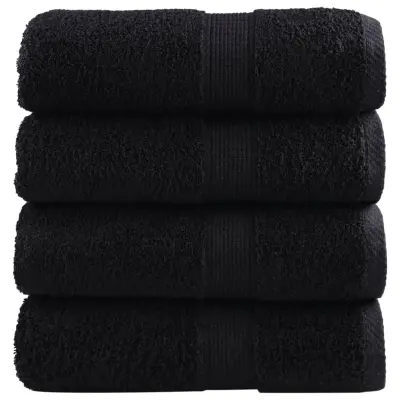 vidaXL Premium brisače za pranje SOLUND 4 kosi črne 30x30 cm 600 g/m²