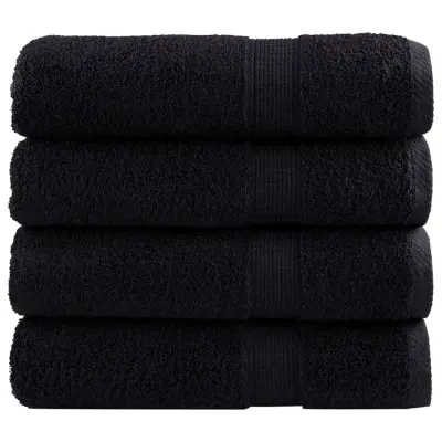 vidaXL Premium brisače za roke SOLUND 4 kosi črne 50x100 cm 600 g/m²