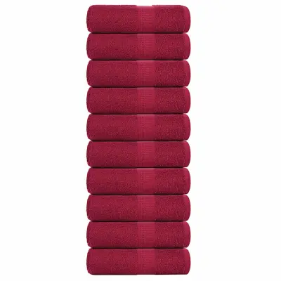 vidaXL Brisače za goste FROGN 10 kosov bordo 30x50 cm 360 g/m²